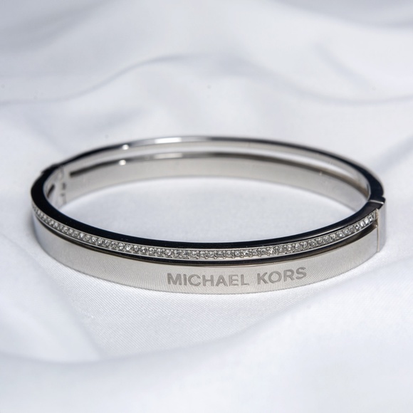 Michael Kors Jewelry - Michael Kors Silver Toned Pavé Crystal Bangle Bracelet